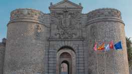 historische bauwerke, spanien, toledo, stadttor, stadtmauer, puerta nueva de bisagra